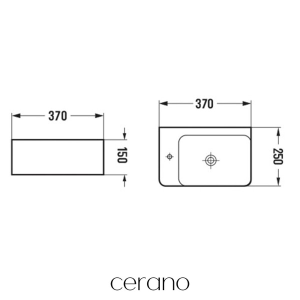 CERANO - Umývátko keramické Pulo - závěsné levé - bílá lesklá - 37x25 CER-680375