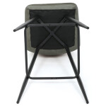 Židle barová, zelená látka, čtyřnohá kovová podnož, černý mat