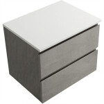 CERANO - Koupelnová skříňka Carole - betonově šedá + deska pod umyvadlo z lit. mramoru Elanys - 12 mm - bílá matná - 60x49,2x46 CER-8050BD85512
