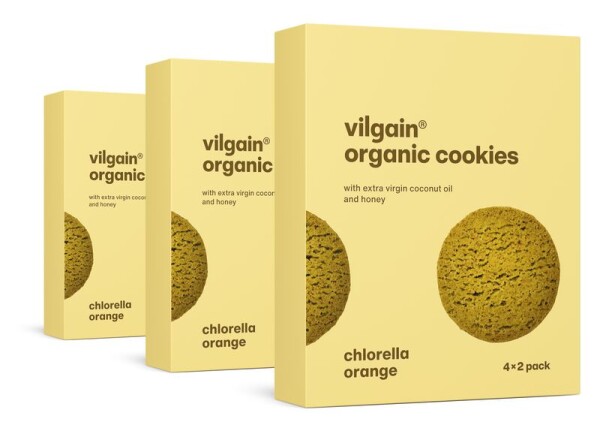 Vilgain Cookies BIO – 3× chlorella a pomeranč 135 g (4 x 2 sušenky)