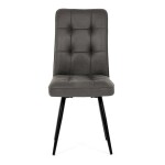 Židle jídelní, šedá látka v dekoru broušené kůže, černý kov