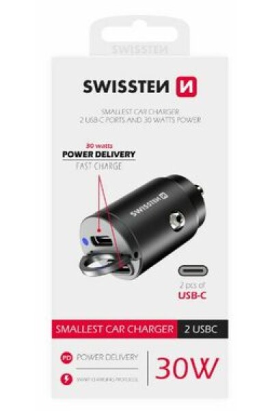 Swissten CL adaptér Power Delivery 2x USB-C 30W nano černý