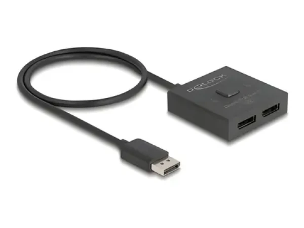 Delock DisplayPort Switch 2:1 černá / Přepínač / Obousměrný / 8K / 50 cm (18906)