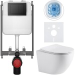 CERANO - Kompletní WC set Basic/Cesso - bílá matná - WC tlačítko Maxio/Černá - pro zazdění - 49x36 CER-8050BD86261
