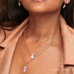 Royal Fashion náhrdelník 14k zlato Vermeil GU-DR23099N-YELLOWGOLD-MOONSTONE-TOPAZ