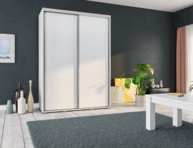 Šatní skříň Penelopa bez zrcadla Barva korpusu: Bílá, Rozměry: 205 cm, Dveře: Bez zrcadla