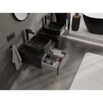 MEXEN/S - Orio koupelnová skříňka pod umyvadlo 50 cm s deskou, 1 šuplík, černá lesk 91A10-05023-1-BFC70