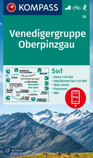 Venediger Group, Horní Pinzgau 1:50 000 / turistická mapa KOMPASS 38