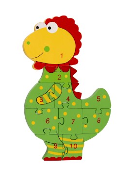 Orange Tree Toys Dřevěné puzzle s čísly - Dinosaurus