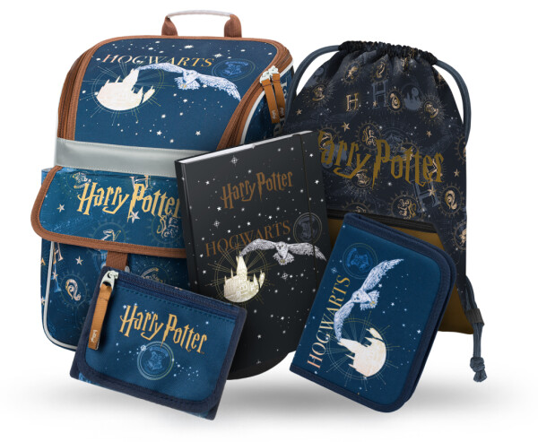 Školní aktovkový 5-dílný set BAAGL ZIPPY - Harry Potter Bradavice (aktovka, penál, sáček, box na sešity, peněženka)