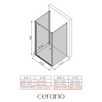 CERANO - Třístěnný sprchový kout Ferri U L/P - 6 mm - černá matná, transparentní sklo - 90x100x195 - pivotový CER-8050BD7856