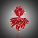 Brož Swarovski Elements Goldfish - malá rybka, Červená