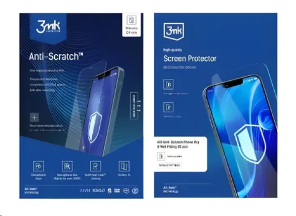 3mk All-Safe AIO Anti-Scratch Phone / Ochranná fólie / Dry Wet Fitting / 25 ks (5903108477390)