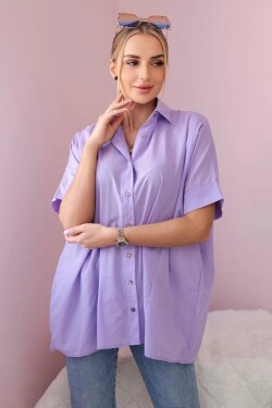 Bavlněná košile s krátkým rukávem fialová