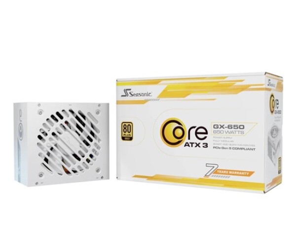 SEASONIC zdroj Core GX 650W White, 120mm, Plně modulární, 80+ Gold, ATX 3.1 EDF_522537