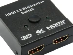 Equip obousměrný HDMI switch černá / Přepínač HDMI / 2x vstup, 1x výstup / 4K 60Hz / 18 Gbps (332723)