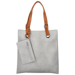 Módní dámská koženková kabelka na rameno Paytona, světle šedá