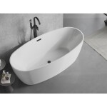 MEXEN/S - Lira volně stojící vana vzor 170 x 80, bílá, sifon a přepad černá 52831708000-70