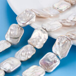Přírodní barokní Keshi perla - bílá - 18-22 x 14-16 x 3-7 mm - 1 ks