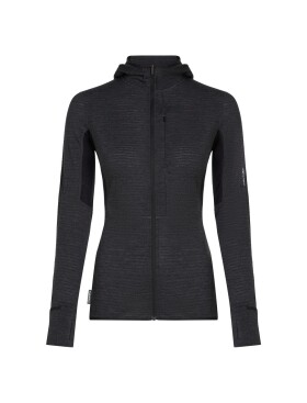 Dámská merino mikina ICEBREAKER Wmns 200 Realfleece Descender LS Zip Hood, Jet Heather/Black/Cb velikost: L