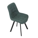 Židle jídelní, zelená látka v dekoru broušené kůže, černý kov