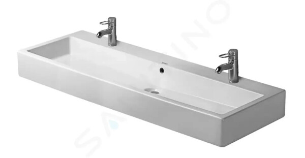 DURAVIT - Vero Dvojumyvadlo 1200x470 mm, s přepadem, 2 otvory pro baterie, WonderGliss, bílá 04541200241