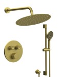 SAPHO - SMART SELECT podomítkový sprchový set s termostatickou baterií, 2 výstupy, posuvný držák sprchy, zlato mat RP032GB-02