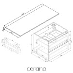 CERANO - Koupelnová skříňka Carole - dub medový + deska pod umyvadlo Navira Slim - 18 mm + konzole černá - 140x46x49,8 CER-606138