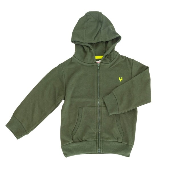 Mikina chlapecká s kapucí celopropínací, Minoti, 9ZIPEMB 4, khaki - 98/104 | 3/4let