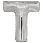 Písmeno T stříbrné foliový balónek 86 cm Amscan Písmeno T stříbrné foliový balónek 86 cm Amscan
