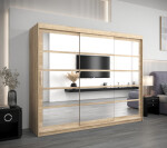 Šatní skříň Abi Ro2 Barva korpusu: Dub Sonoma, Rozměry: 250 cm, Dveře: Černá
