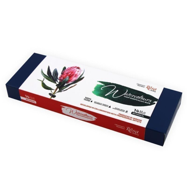 ROSA Gallery akvarelové barvy Botanical - 14 barev v kovové krabičce