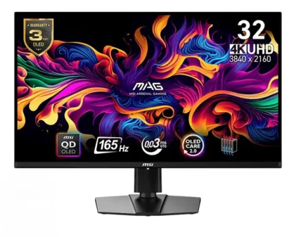31.5" MSI MAG 321UP QD-OLED černá / 3840 x 2160 / QD-OLED / 16:9 / 0.03ms / 1000cd-m2 / HDMI + DP + USB-C / VESA (MAG 321UP QD-OLED)