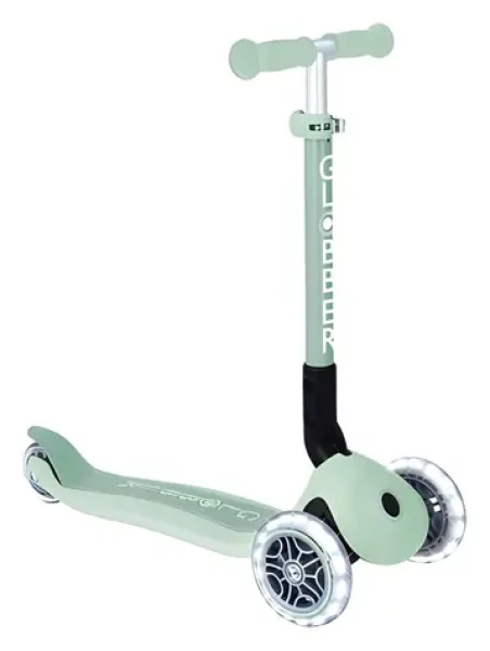 Koloběžka JUNIOR FOLDABLE LIGHTS ECOLOGIC pistáciová / Tříkolová skládací / od 2 let / nastavitelná výška (692-505)