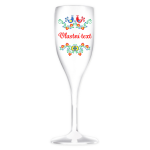 Personalizovaná bílá nerozbitná prosecco sklenice s folklórním vzorem