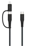 FIXED Nabíjecí a datový opletený kabel s konektory USB-C/USB-C a Lightning adaptérem PD 1.2m MFi PD 60W šedý (FIXDB-CCL12-GR)