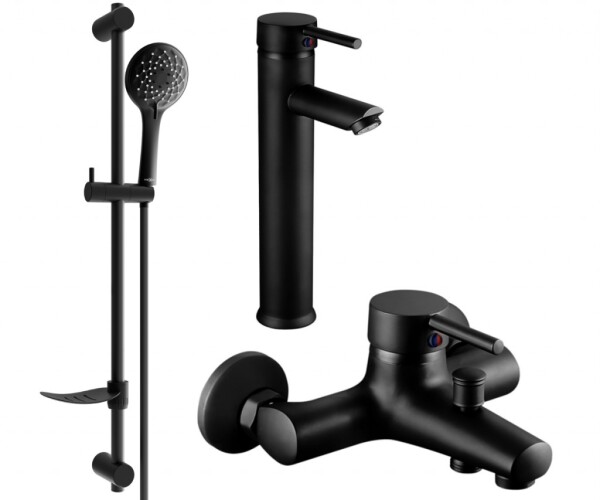 MEXEN/S - Lua DF74 SET vanová a umyvadlová baterie, černá 72813DF74-70