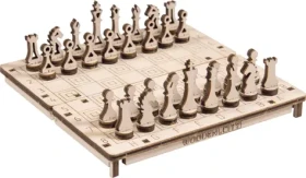 WOODEN CITY 3D Dřevěné puzzle hra Šachy a Dáma 2v1