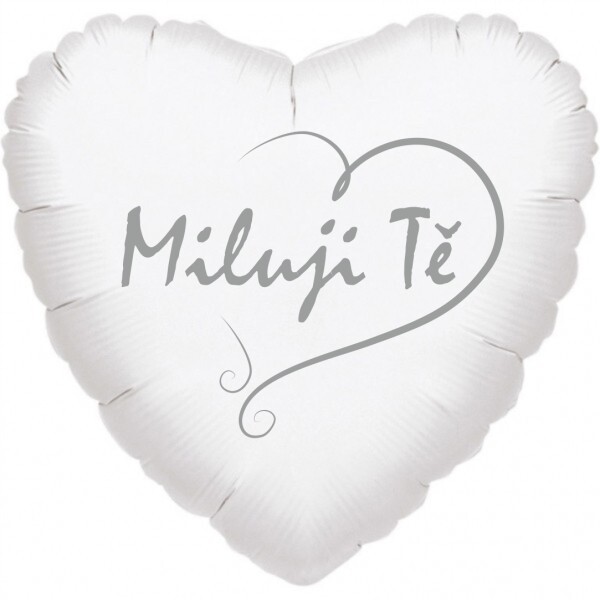 Balónek srdíčko bílé Miluji Tě stříbrný tisk balonky.cz Balónek srdíčko bílé Miluji Tě stříbrný tisk balonky.cz