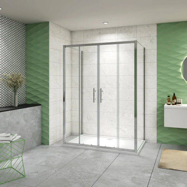 H K - Sprchový kout do U SYMPHONY D4 120 × 80 × 80 s posuvnými dveřmi – chrom SE-SYMPD41208080