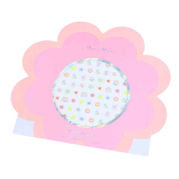 Meri Meri Dětské samolepky na nehty Groovy – 200 ks, růžová barva, plast, papír