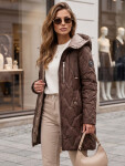 Dámská prošívaná přechodová bunda s kapucí, hnědá, FashionStreet TY5769 L