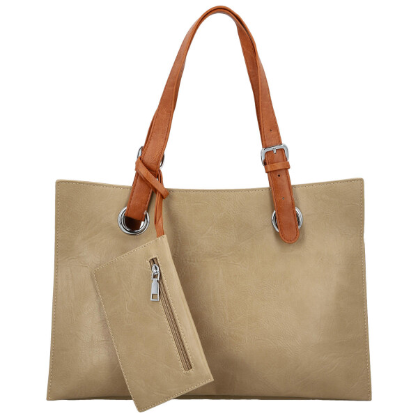 Trendy dámská koženková kabelka na rameno Valika, béžová