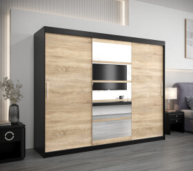 Šatní skříň Abi Ro1 Barva korpusu: Černá, Rozměry: 250 cm, Dveře: Dub sonoma