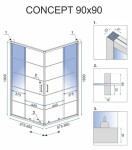 REA - Sprchový kout Concept černý 90x90 REA-K5478