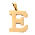 Sada přívěsku a náušnic z nerezové oceli - písmeno - zlatá - 20 ~ 23 mm x 13 ~ 19 mm - 1 ks Písmena: E