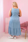 Dámské šaty Plus Size z lyocellu, rozšířené s volány světlý denim UNI