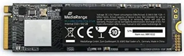 MediaRange MR1032 512GB / M.2 2280 / PCIe 3.1 x4 NVMe / TLC / R: 2080MBs / W: 1700MBs / MTBF: 1.5mil (MR1032)