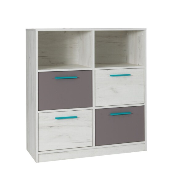 Komoda Rest R04 - tyrkysové úchyty