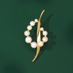 Elegantní perlová brož Rosalinda, Zlatá Bílá